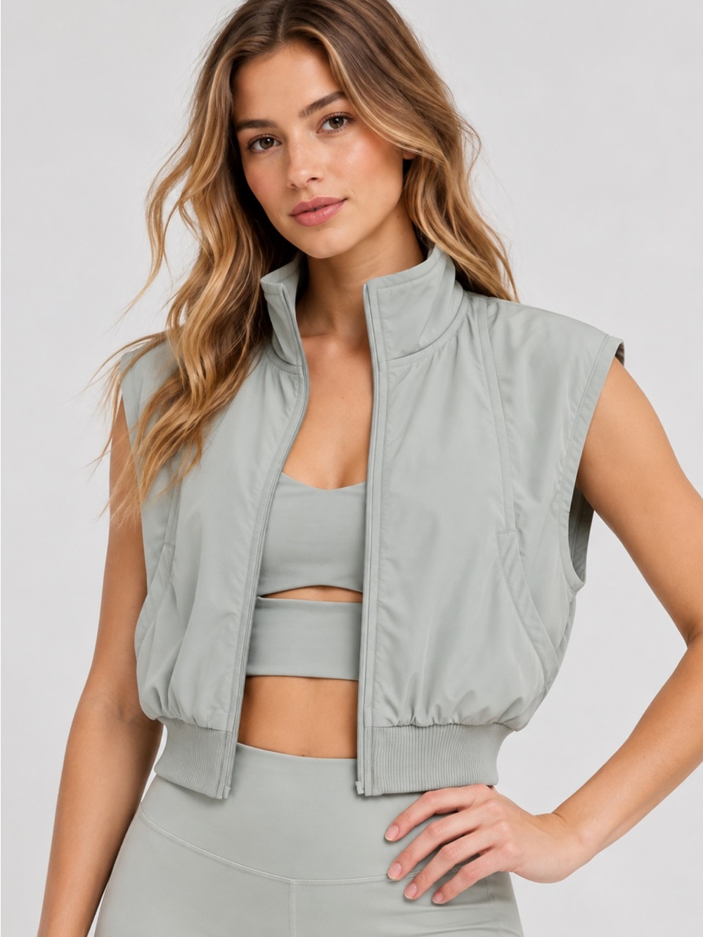Alo Yoga In Motion Vest Small Gray Full Zip Fleece Lined Athletic